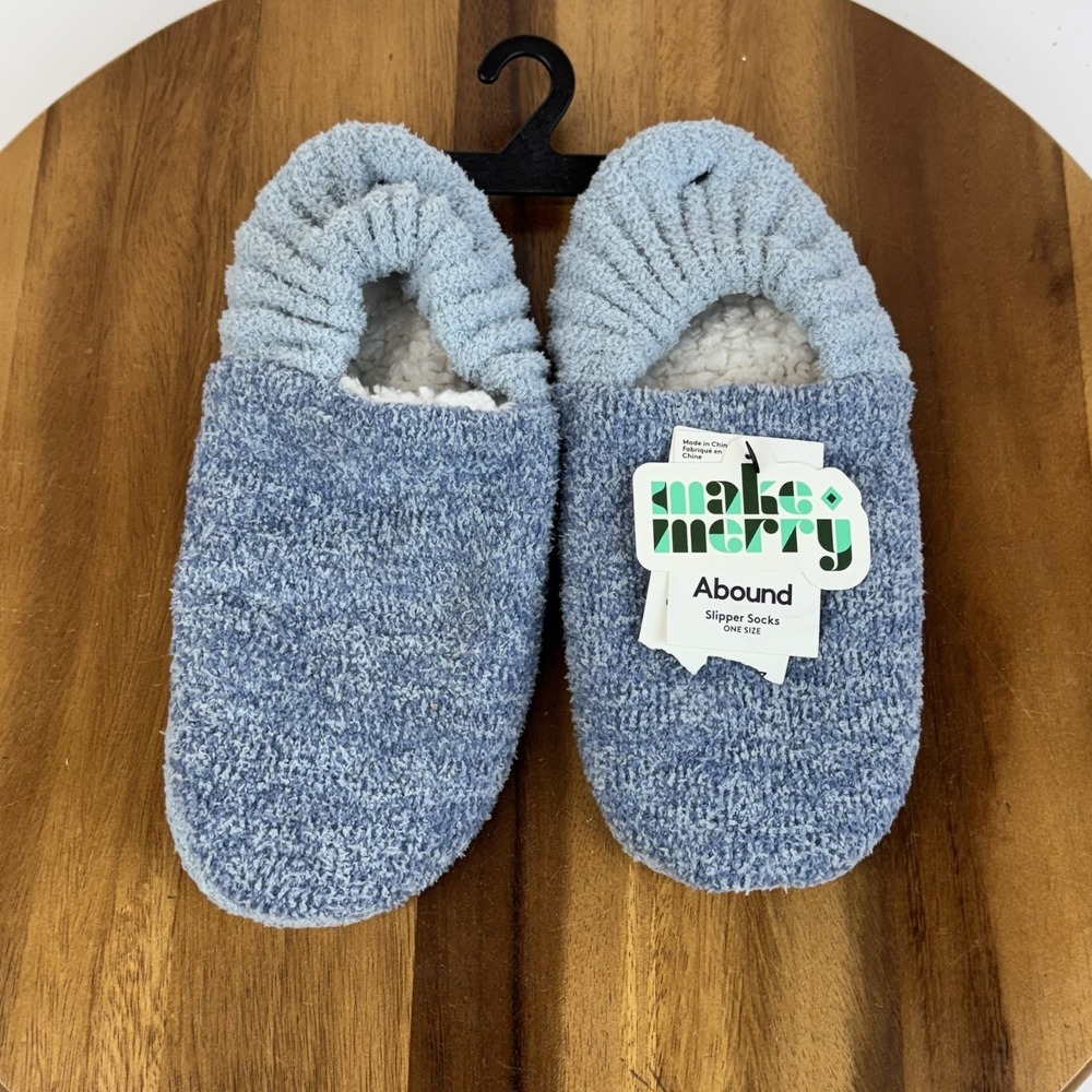 New Womens Abound Blue‎ Fuzzy Lined Sleeping Slippers Size One Size